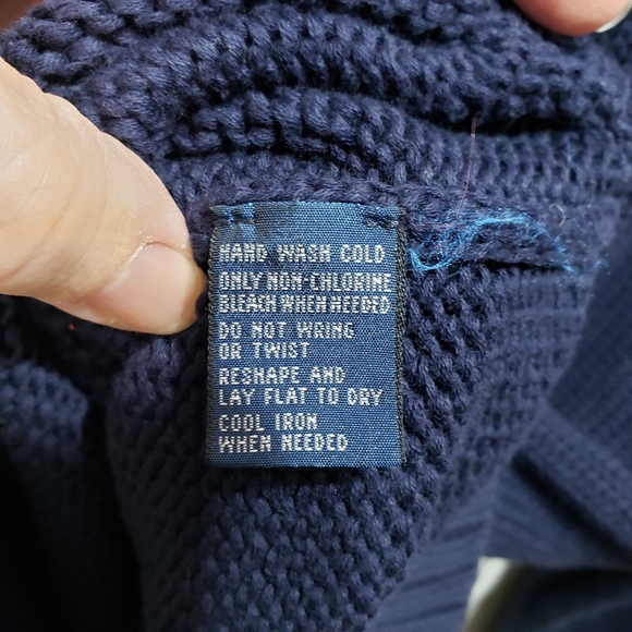 Vintage Polo Ralph Lauren Men's Blue Heavyweight V-Neck Sweater Size Large Logo. - Picture 5 of 6